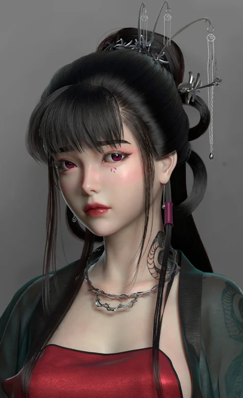 蕾丝肚兜动漫古风美女人像手绘高清手机壁纸