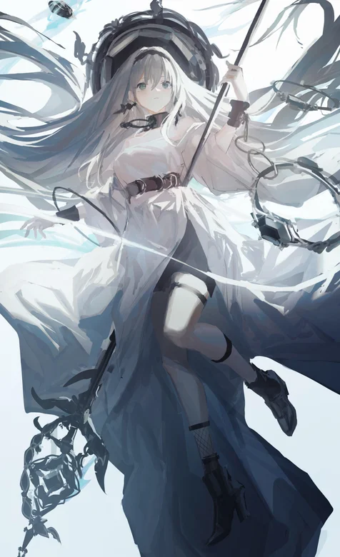 手绘手持法杖的动漫女法师人物高清手机壁纸