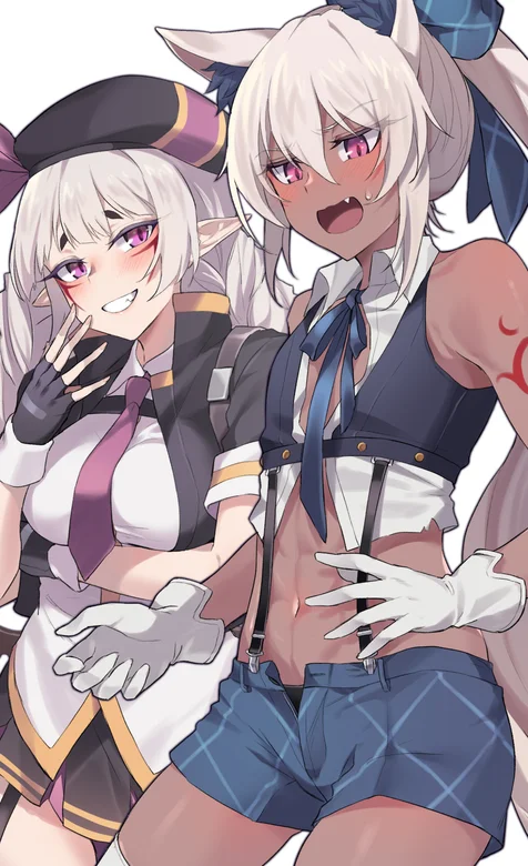 西服领带可爱的动漫少女人物插画手机壁纸