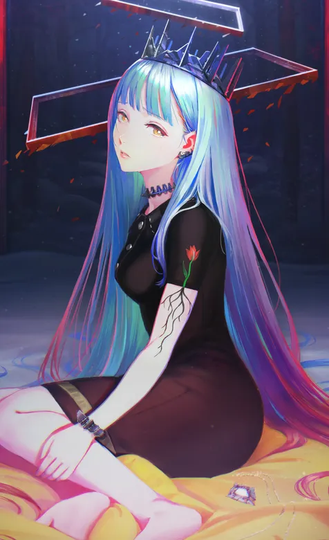 戴皇冠的长发动漫美女手机壁纸