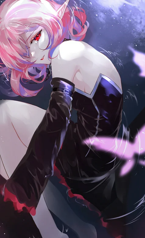 手绘红发动漫精灵少女手机壁纸