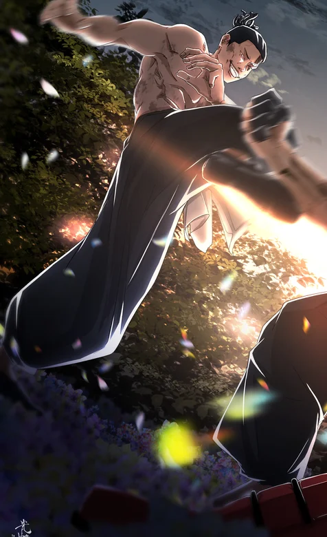 赤着上身打斗的动漫武士手机壁纸图片