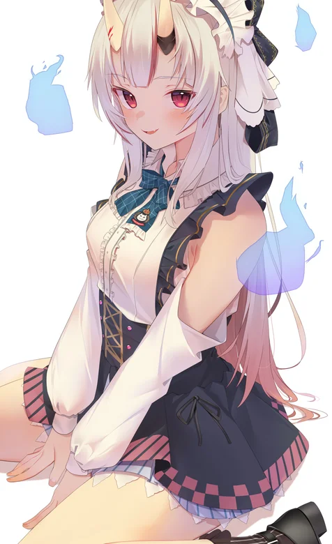 坐在地上的动漫女仆手机壁纸