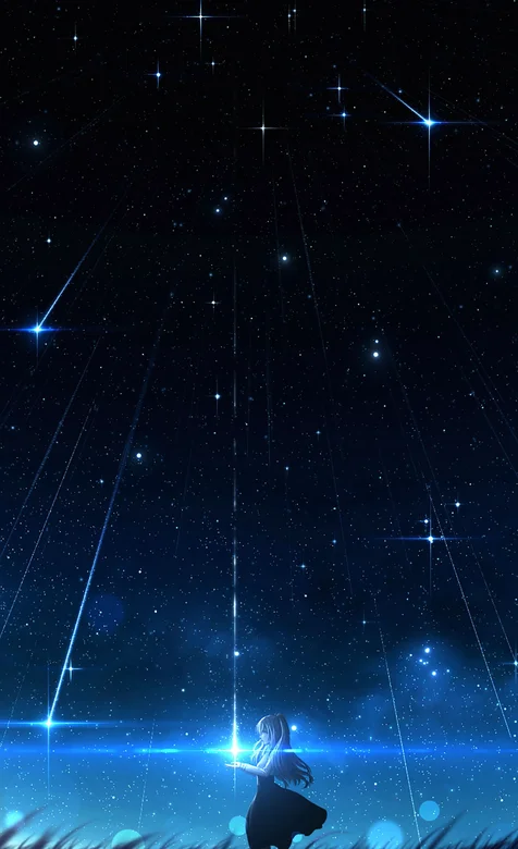 星空下的少女唯美手机壁纸图片