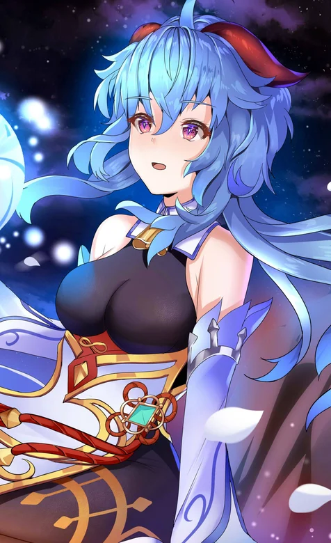 优雅娴静的蓝发动漫少女-游戏《原神》人物甘雨性感手机壁纸图片