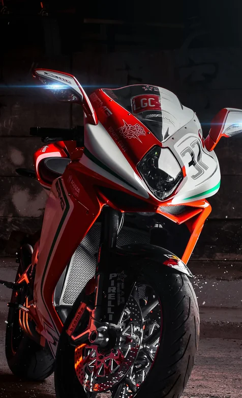 酷炫红白相间摩托车手机壁纸图片