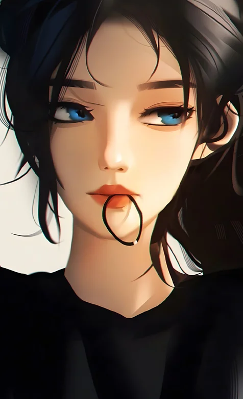 正在绑头发的动漫美女高清手机壁纸图片