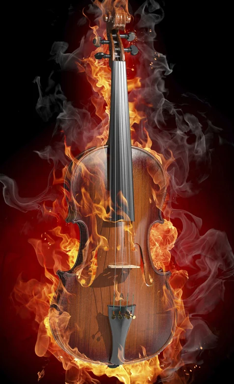 火热的小提琴，小提琴创意手机壁纸图片