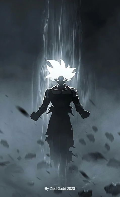 黑暗中的悟空白神赛亚人状态手机壁纸