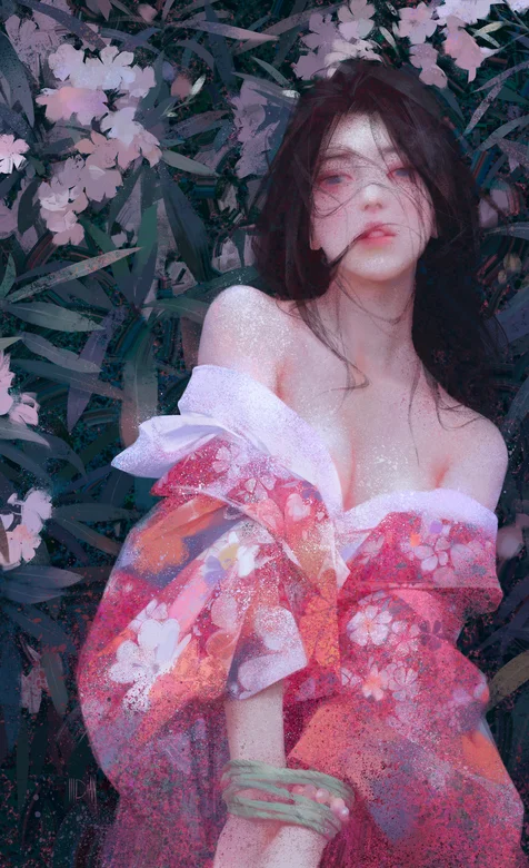 绑着双手穿和服的日系动漫女生