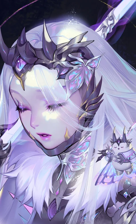 动漫美女女战士和他的小战宠