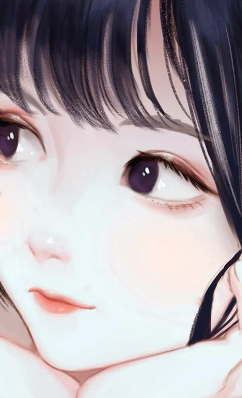 双手托腮的动漫少女头像手绘壁纸