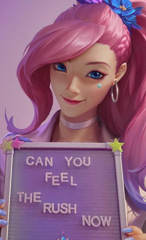 动漫游戏人物阿卡丽粉发可爱手机壁纸