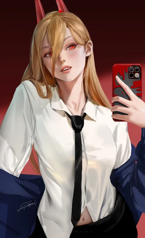 性感可爱的动漫吸血鬼、西服帅气造型拿手机自拍的插画壁纸