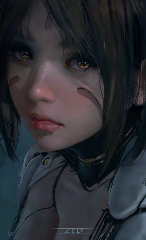 手绘大眼动漫短发美女近照头像壁纸图片