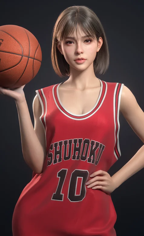 穿10号球衣手拿篮球的赤木晴子、出自灌篮高手