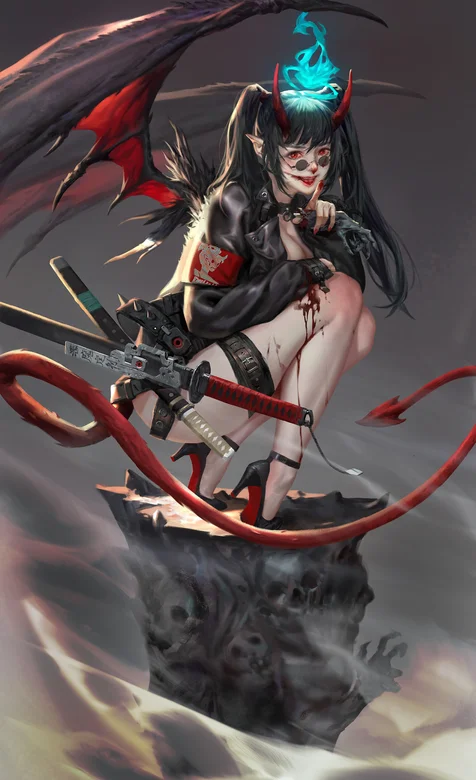 酷酷的动漫美女小恶魔手机壁纸