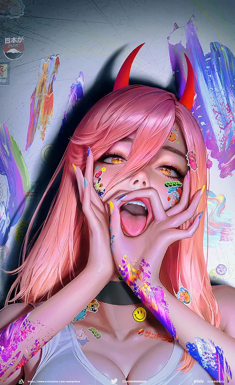 鬼马表情小恶魔少女动漫插画壁纸图片