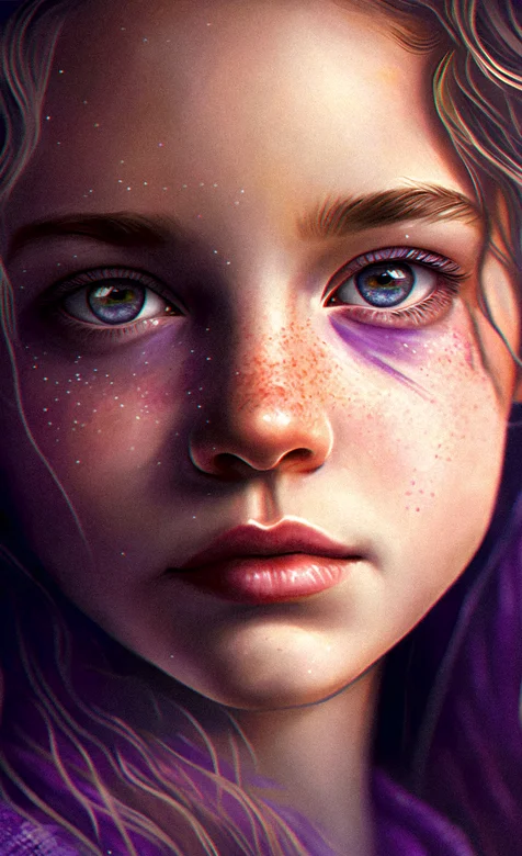 满脸雀斑、卷发的欧美少女头像手机壁纸