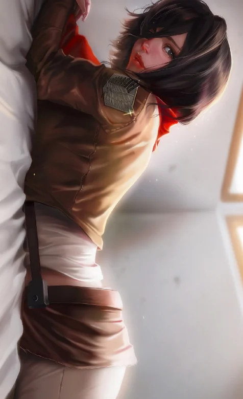 进击的巨人创意手机壁纸卧在床上的女人物插画壁纸