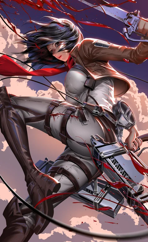 动漫进击的巨人女人物插画手机壁纸