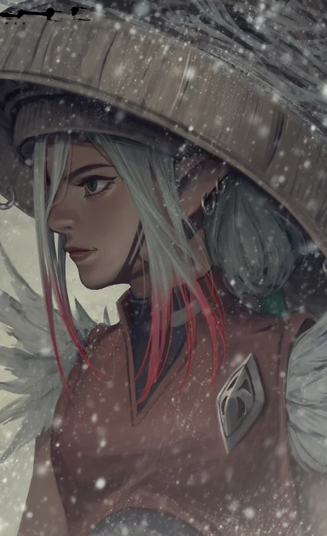 戴日式大斗笠的动漫女孩近照头像手机壁纸