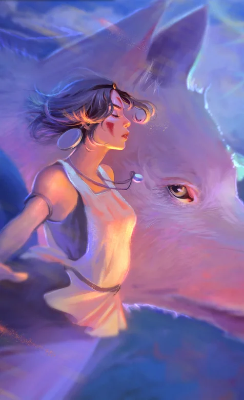 唯美的狐狸附体动漫少女插画手机壁纸