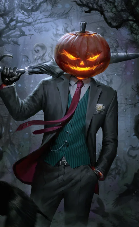 穿西服手扛雨伞的帅气绅士南瓜头动漫人物