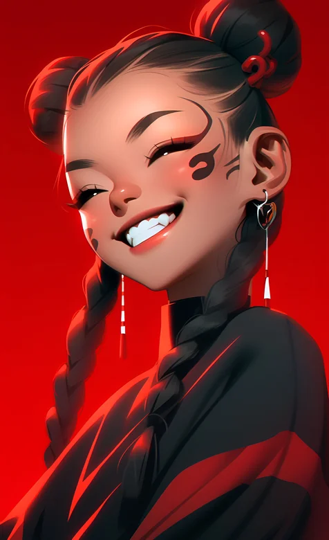 中国风微笑可爱的双丸子头可爱少女手机壁纸