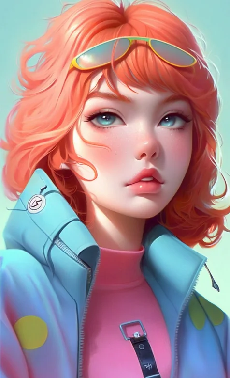 短卷发、运动服的时尚动漫少女头像手机壁纸