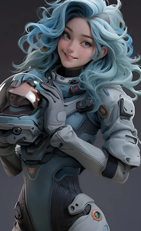 大卷发身材娇小穿宇航服的动漫美女手机壁纸