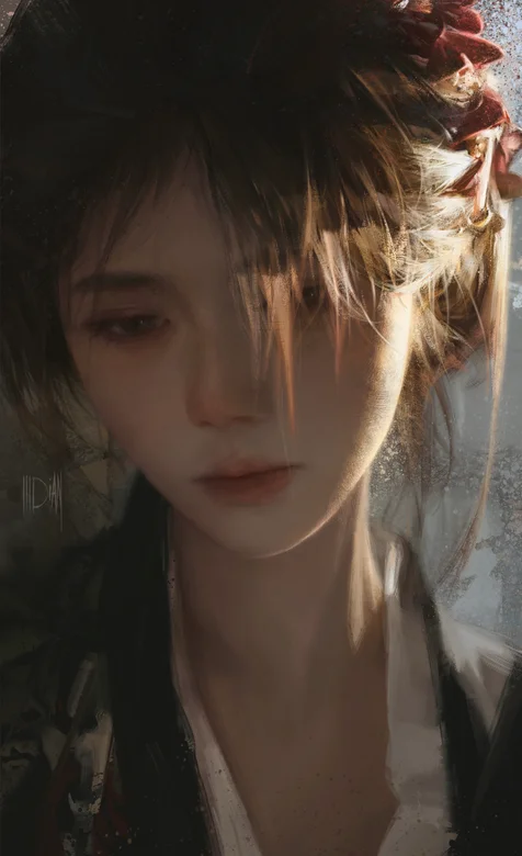 忧郁、伤感的动漫少女头像插画手机壁纸