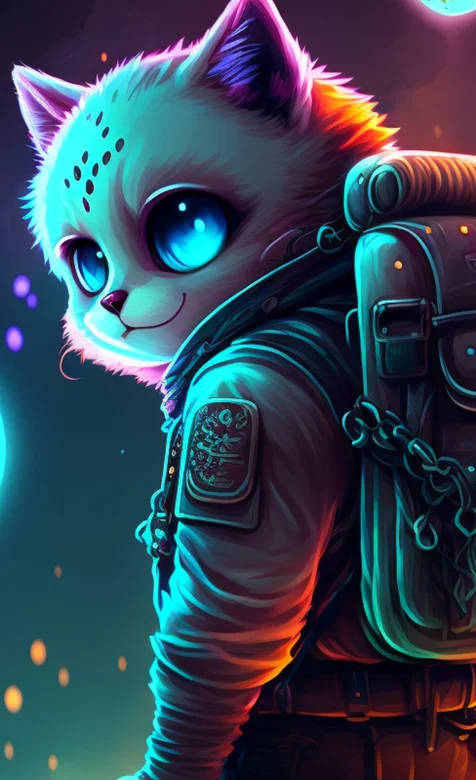 非常有创意穿宇航服的太空猫手机壁纸