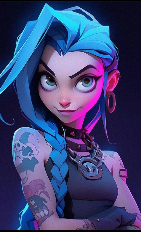 LOL人物金克丝近照头像、英雄联盟人物插画手机壁纸