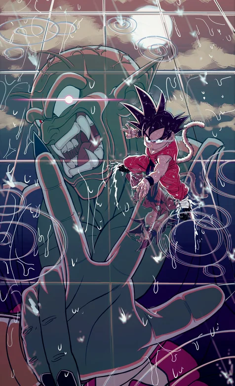 小悟空武道大会和比克大魔王对战插画手机壁纸