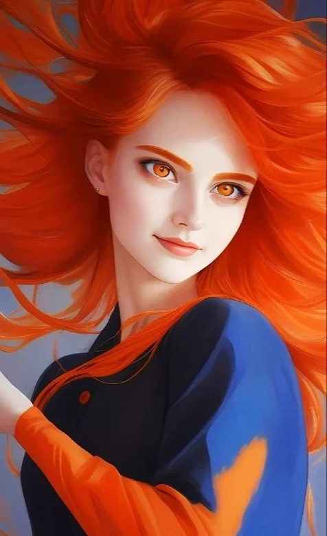 橙发动漫少女头像手机壁纸图片很惊艳