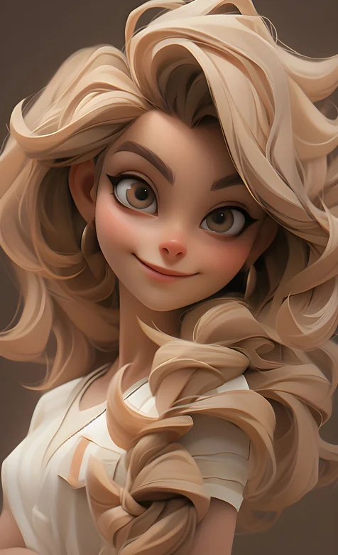 大卷发迪士尼风格动漫美女手机壁纸