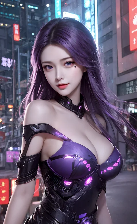 智能AI生成、科技风性感动漫少女超清手机壁纸