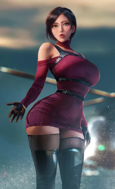 大胸性感人物特写插画、生化危机女主爱丽丝