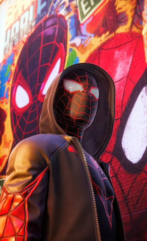 动漫电影《蜘蛛侠·平行宇宙》黑衣蜘蛛侠帅气海报手机壁纸