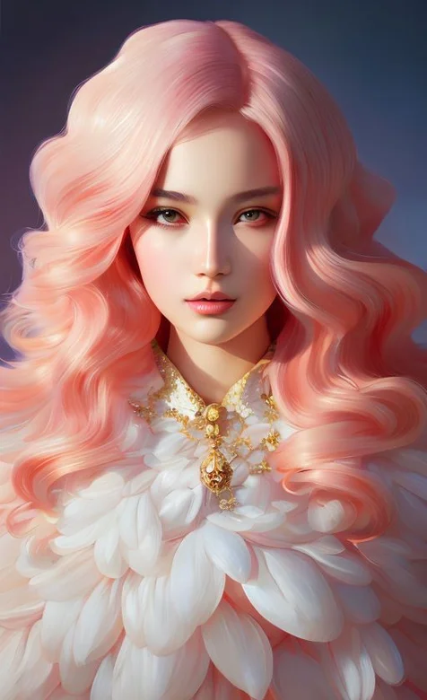 粉色大卷发欧美动漫美女手机壁纸