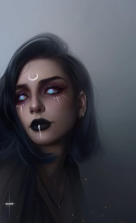 手绘欧美蓝色瞳孔非主流美女插画壁纸