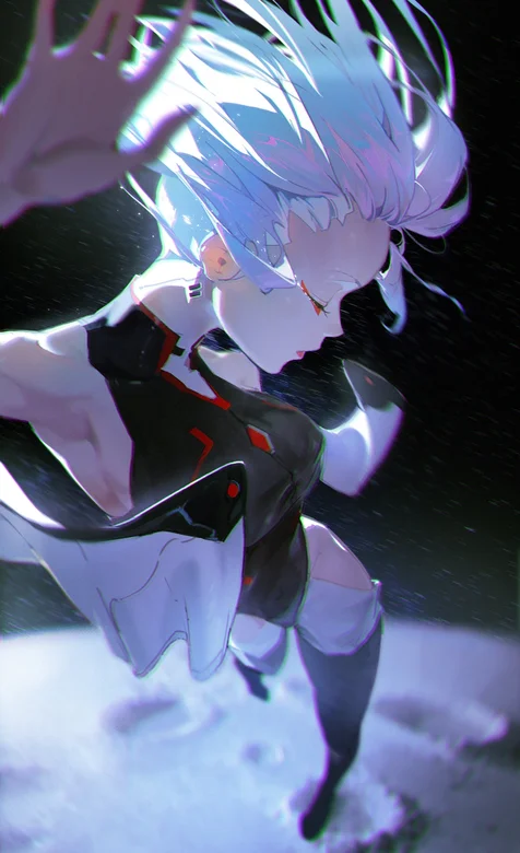 飞向太空的白发动漫人物，未来战士风手机壁纸