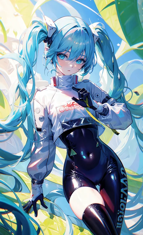 穿着紧身皮裤的初音未来高清手机壁纸图片