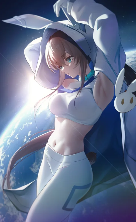 身材极好的性感露脐紧身运动装内衣动漫美少女高清手机壁纸