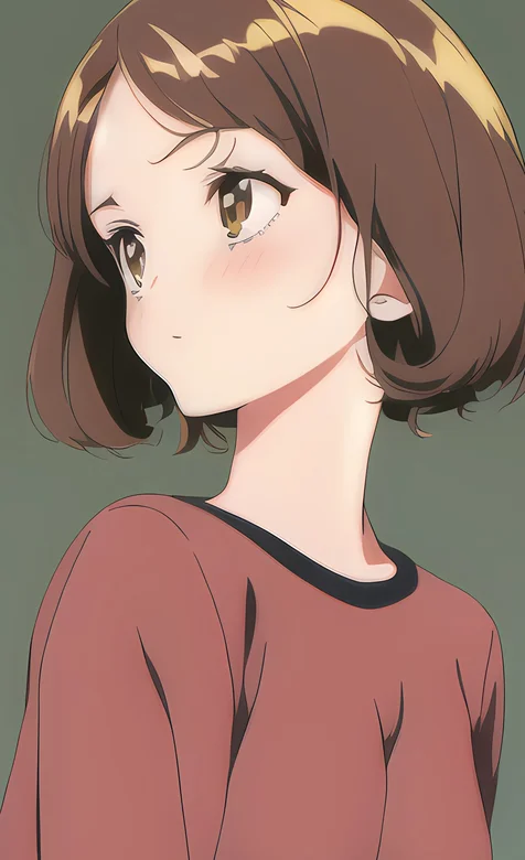 齐肩短发学生头大眼睛动漫少女好看手机壁纸图片