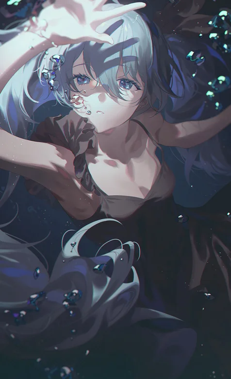 在水底下的吊带裙动美少女唯美手机壁纸免费下载