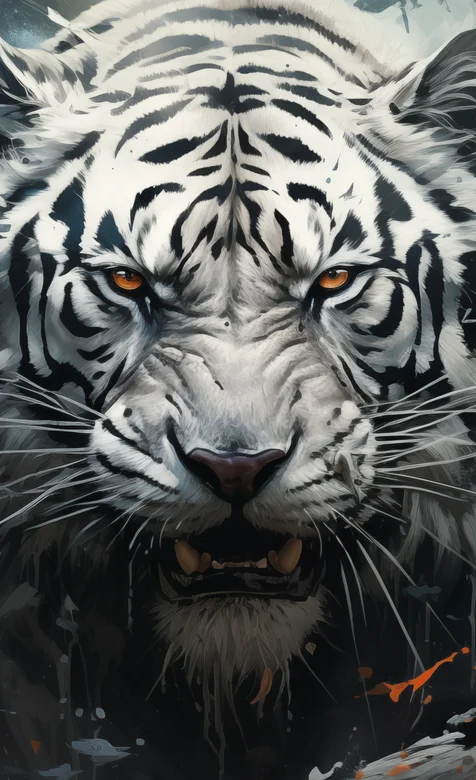 神兽白虎，目光直视着你，威风凛凛的白虎高清手机壁纸图片