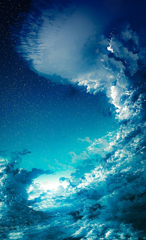 星星，星空，云朵，和天连在一起的绚丽云朵手机壁纸图片