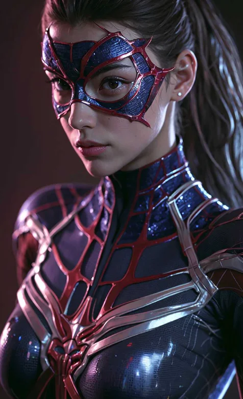 欧美蒙面女版马尾辫蜘蛛侠美女高清手机壁纸图片